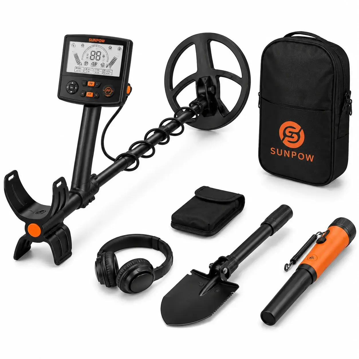 Détecteur de métaux SUNPOW en kit complet avec accessoires - Les Farfouilleurs